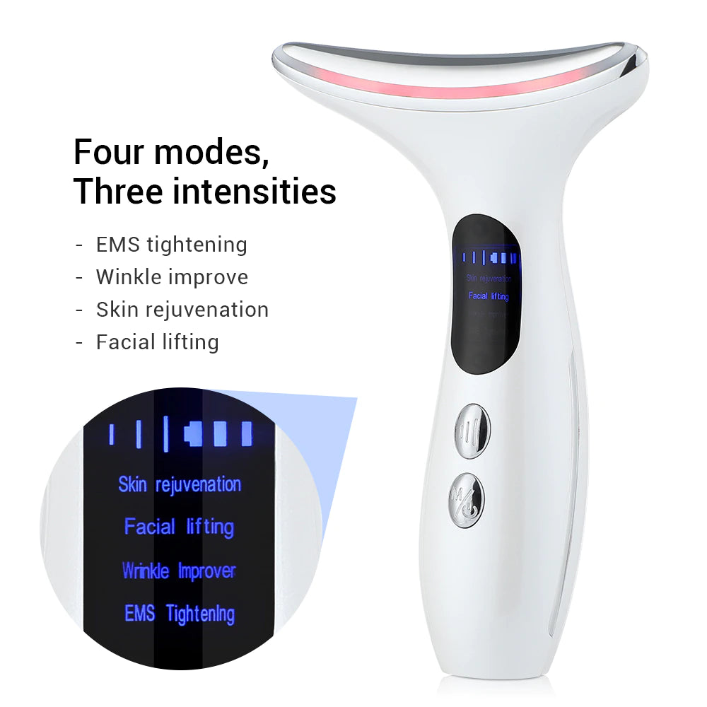 EMS Microcurrent Face Neck Beauty Device LED Photon Firming Rejuvenation anti Wrinkle Thin Double Chin Skin Care Facial Massager